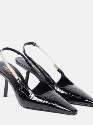 Pantofi cu toc din piele slingback din piele Saint Laurent negru
