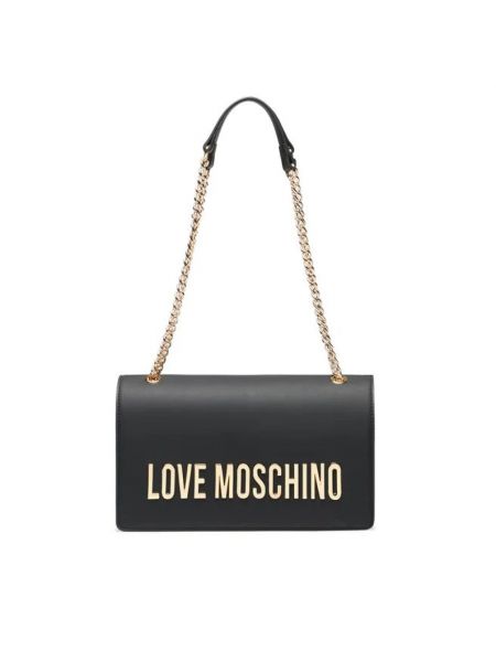 Bolsa de hombro de cuero Love Moschino negro