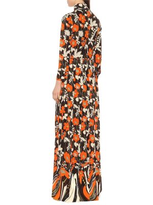 Virágos hosszú ruha Prada narancsszínű