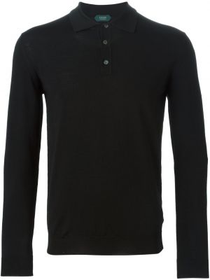 Polo krekls ar garām piedurknēm Zanone melns