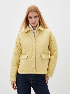 Утепленная демисезонная куртка снежная королева желтая