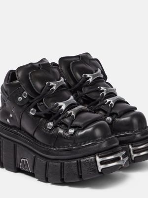 Sneakersy skórzane na platformie Vetements czarne