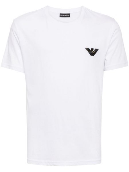 T-shirt en coton avec applique Emporio Armani blanc