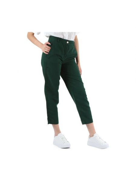 Lniane proste spodnie bawełniane Tommy Hilfiger zielone