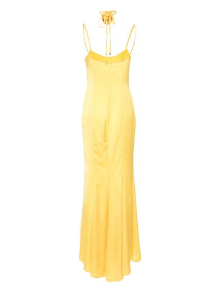 Květinové saténové páskové šaty Blugirl žluté