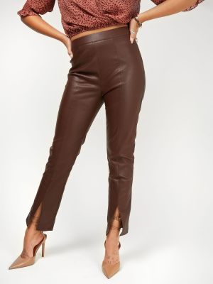 Кожаные брюки из искусственной кожи Little Mistress коричневые