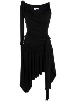 Asymetrické večerné šaty s výstrihom do v Blumarine čierna
