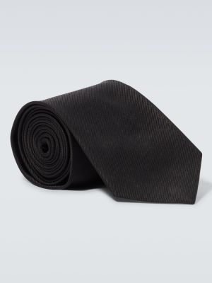 Jedwabny haftowany krawat Alexander Mcqueen czarny