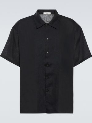 Oversized λινό πουκάμισο Commas μαύρο