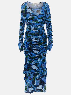 Hálós midi ruha nyomtatás Diane Von Furstenberg kék
