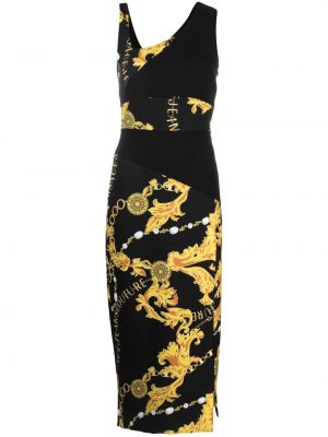Asimetrična midi obleka s potiskom Versace Jeans Couture