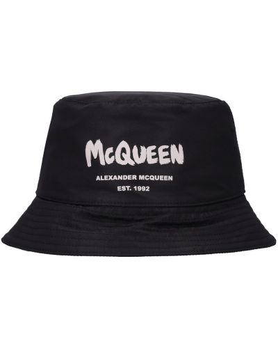 Nylonowy kapelusz Alexander Mcqueen czarny