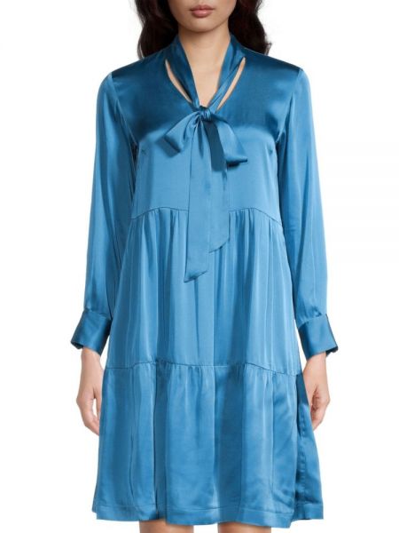 Шелковое платье-рубашка Rosso35 синее