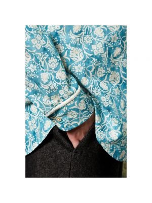 Blusa de cachemir de algodón con estampado de cachemira Massimo Alba azul
