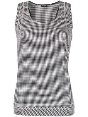 Houndstooth-mustriga topp Chanel Pre-owned