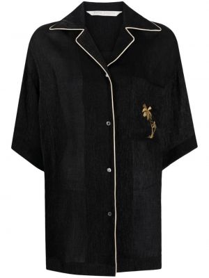 Košeľa s výšivkou Palm Angels čierna