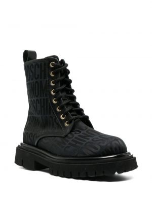 Ankle boots żakardowe Moschino czarne