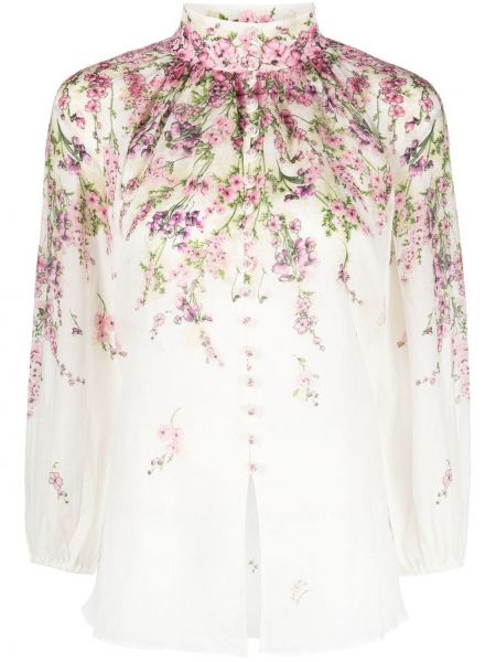 Trykt floral bluse Zimmermann hvit