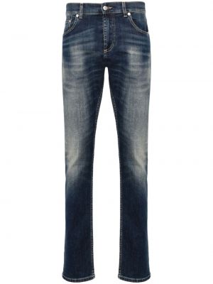 Skinny fit džínsy s výšivkou Alexander Mcqueen modrá