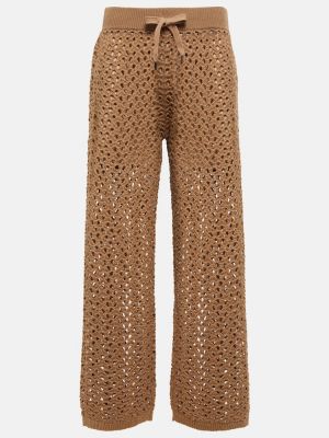 Pantalones de chándal de lino de seda de algodón Brunello Cucinelli beige
