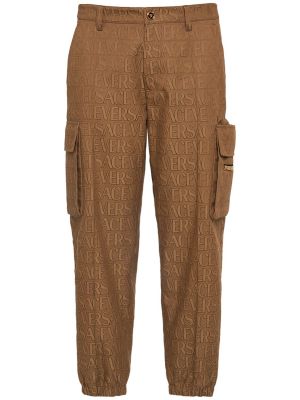 Pantaloni cargo di cotone Versace marrone