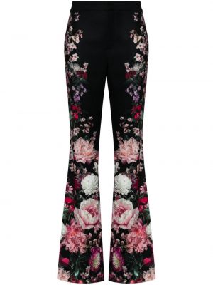 Pantalon à fleurs à imprimé large Alice + Olivia noir