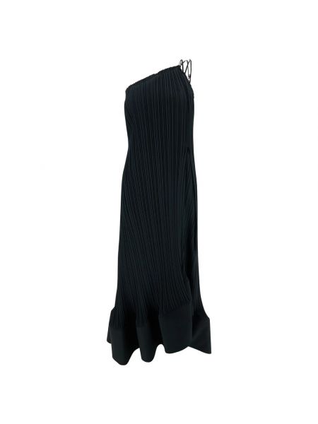 Sukienka długa z wiskozy plisowana Lanvin czarna