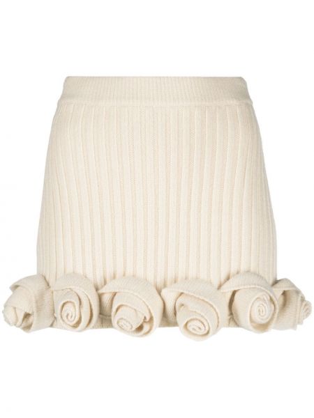 Mini spódniczka wełniana w kwiatki Blumarine biała