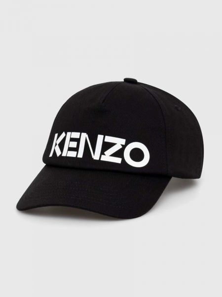 Черная хлопковая кепка с принтом Kenzo