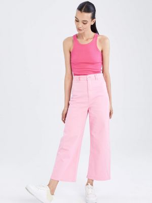 Pantaloni culottes cu talie înaltă Defacto roz