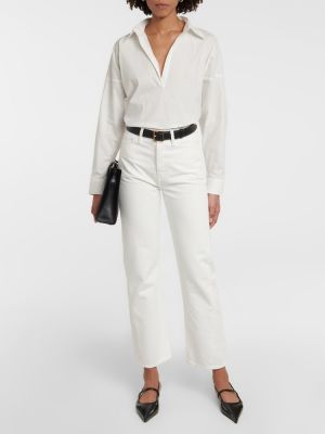 Памучна блуза с v-образно деколте Toteme бяло