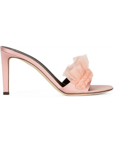 Tylové sandále s aplikáciou Giuseppe Zanotti ružová