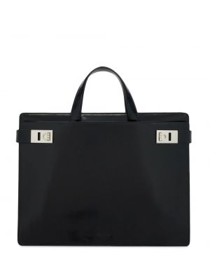 Δερμάτινη τσάντα laptop με αγκράφα Ferragamo μαύρο
