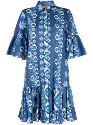 Srajčna obleka s potiskom La Doublej modra