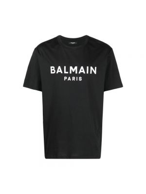Koszulka z nadrukiem z okrągłym dekoltem Balmain czarna