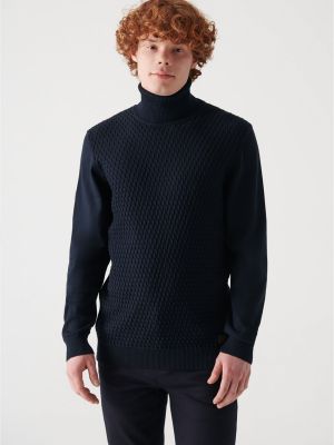 Kokvilnas džemperis ar augstu apkakli Avva zils