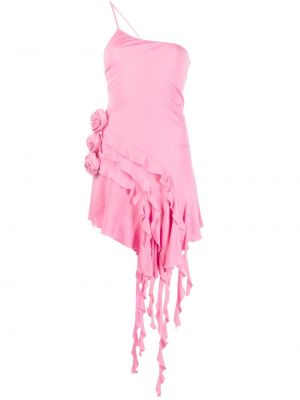 Koktejlkové šaty s volánmi Blumarine ružová