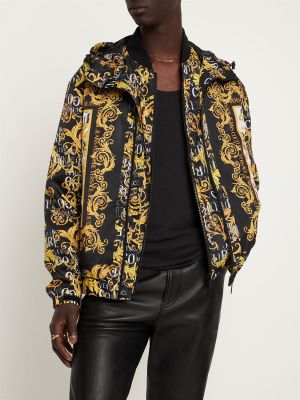 Bunda s kapucí s potiskem Versace Jeans Couture černá