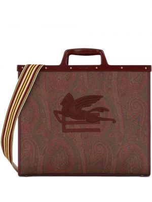 Shopper kabelka s výšivkou s potiskem s paisley potiskem Etro červená