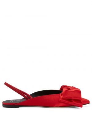 Sandale cu funde din satin Giuseppe Zanotti roșu