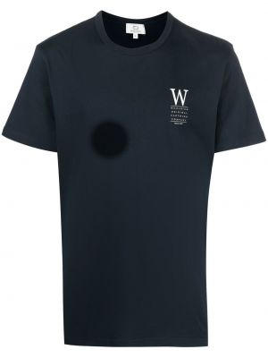 Pamut póló nyomtatás Woolrich kék