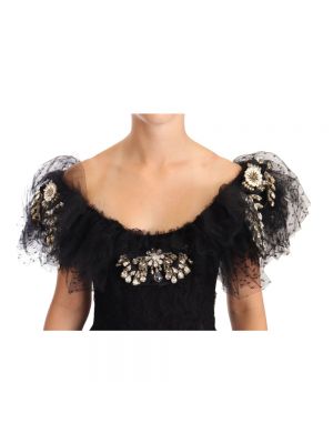 Vestido largo de flores Dolce & Gabbana negro