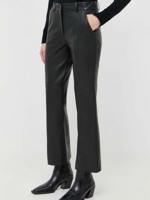 Pantaloni cu talie înaltă din piele Luisa Spagnoli negru