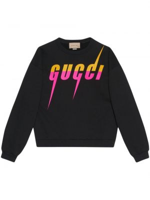 Raštuotas medvilninis džemperis Gucci juoda