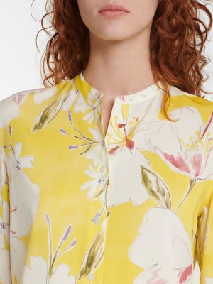 Kvetinová hodvábna košeľa Loro Piana žltá
