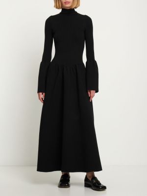 Robe mi-longue en laine en tricot Chloé noir