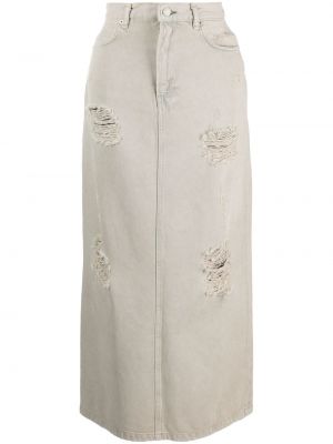 Bavlnená obnosená sukňa Acne Studios sivá