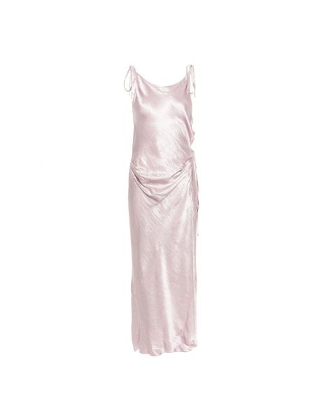 Satynowa sukienka długa Acne Studios różowa