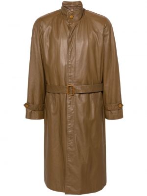 Kožený kabát se stojáčkem Valentino Garavani Pre-owned hnědý