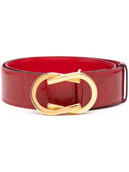 Cinturón de estampado de serpiente Gucci Pre-owned rojo